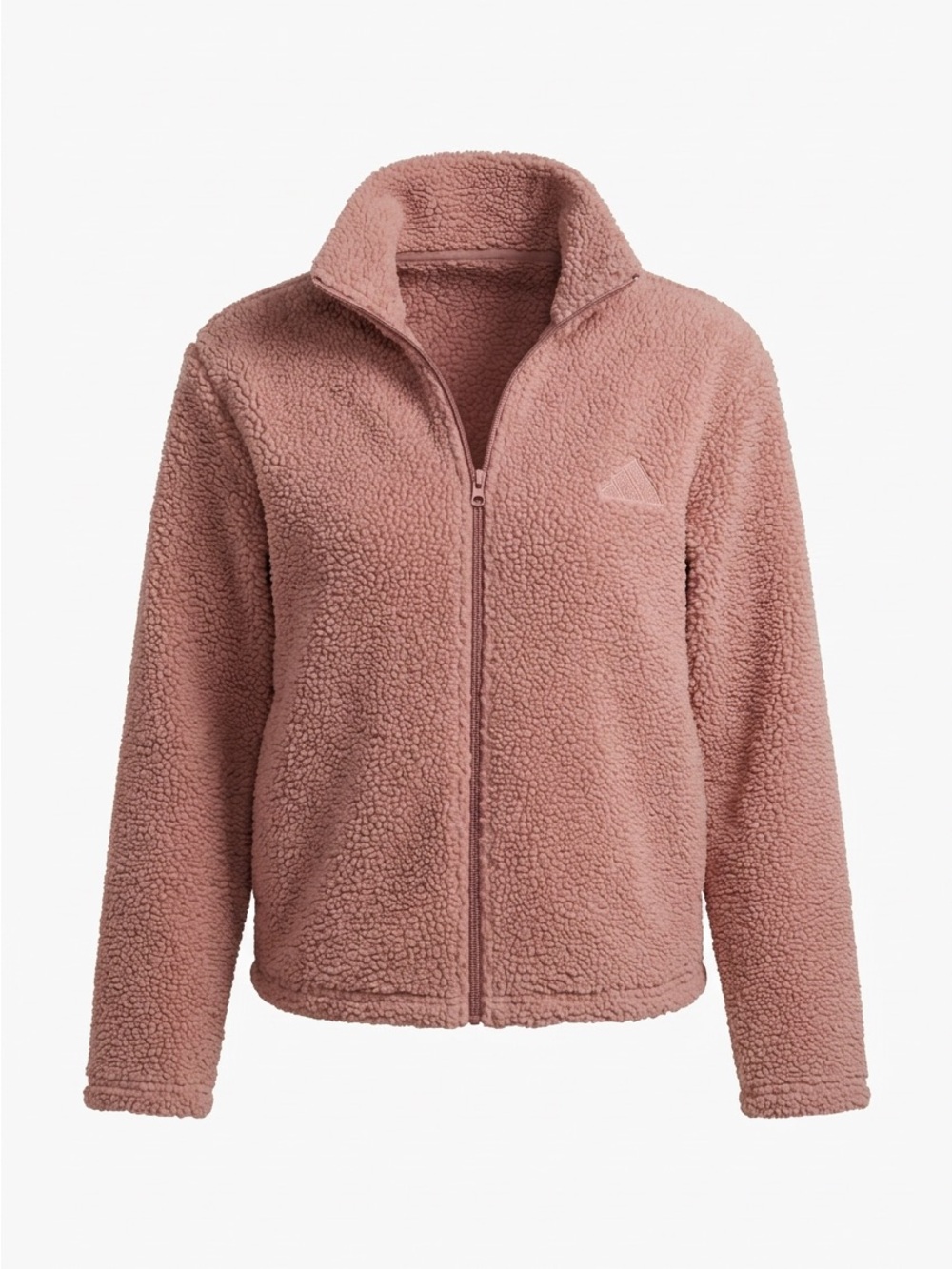 Cozy Women's Addidas Zip-Up Sherpa Jacket in Dusty Rose